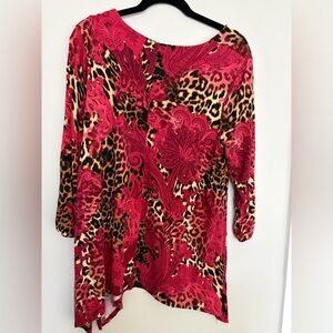 Chico's Brown and Burgundy Paisley-Leopard Tunic